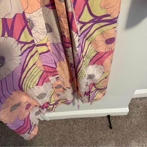 Rachel Comey Pink Purple Pop Floral Silk Robe Dress XS/S Oversized - Picture 12 of 16